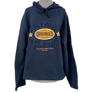 NEW Madhappy x Guess Jeans Navy Blue Pullover Hoodie Sweatshirt Unisex Size M